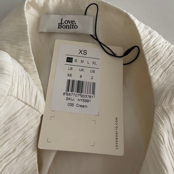 Love Bonito Aaryn Textured Boat Neck Dress in Cream Size XS - Picture 7 of 8